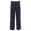 Vince Wool Blend Pinstripe Belted Wide Leg Trousers In Coastal Blue