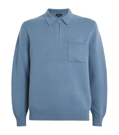Vince Wool-blend Polo Sweater In Blue