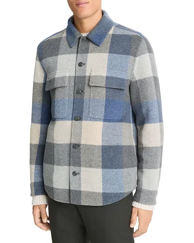 Vince Wool Blend Shirt Jacket In Beluga Blue