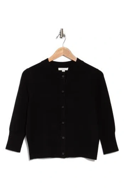 Vince Wool Blend Shrunken Cardigan In Black