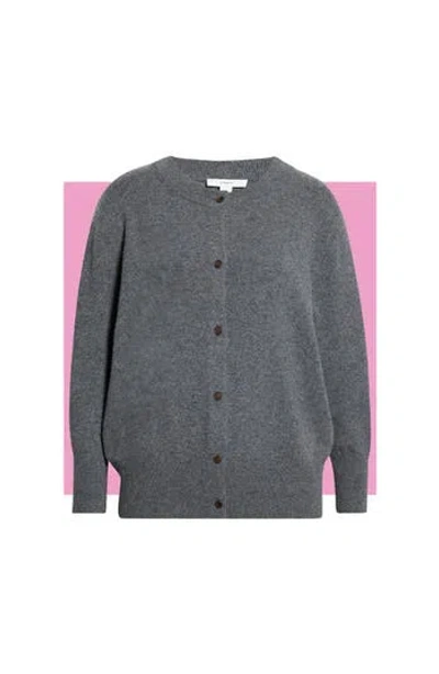 Vince Wool Blend Shrunken Cardigan In Gray