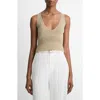 Vince Wool-blend Ribbed V-neck Tank In Brown