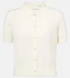 Vince Short Sleeve Button-up Sweater In White