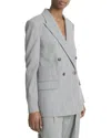 Vince Twill Double Breasted Wool Blazer In Gray