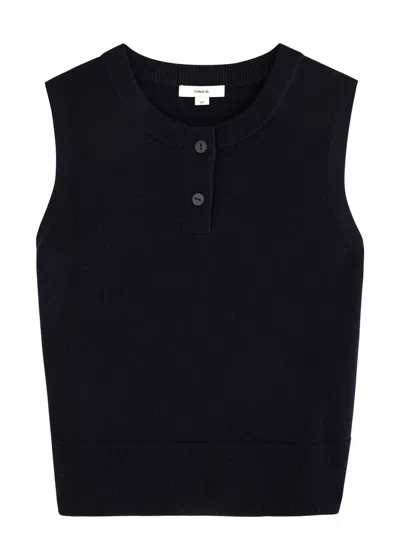 Vince Wool-blend Vest In Dark Navy