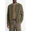 Vince Wool Blend Zip Cardigan In Olive Leaf