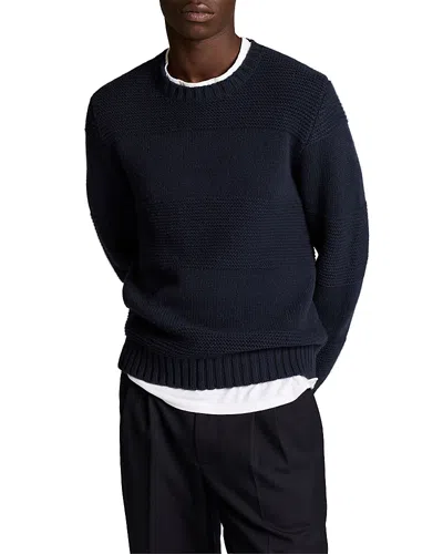 Vince Wool Bold Knit Rugby Stripe Crewneck Sweater In Blue