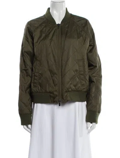 Pre-owned Vince Wool Bomber Jacket In Green