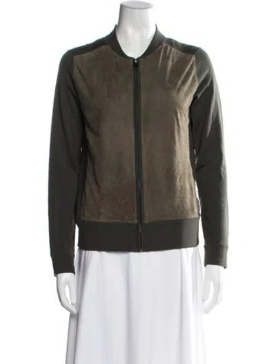 Pre-owned Vince Wool Bomber Jacket In Green