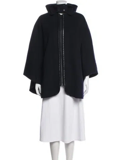 Pre-owned Vince Wool Cape In Black/blue