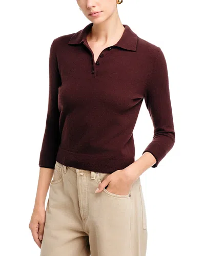 Vince Wool Cashmere Blend Polo Sweater In Brown