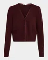 Vince Wool And Cashmere-blend Cardigan In Burgundy