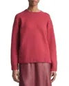 Vince Structured Wool And Cashmere Crewneck Sweatshirt In Raspberry