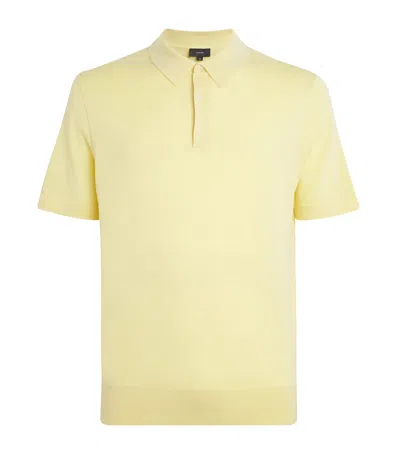 Vince Wool-cashmere Featherweight Polo Sweater In Yellow
