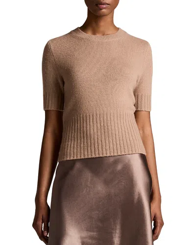 Vince Wool Cashmere Ribbed Sweater In Brown