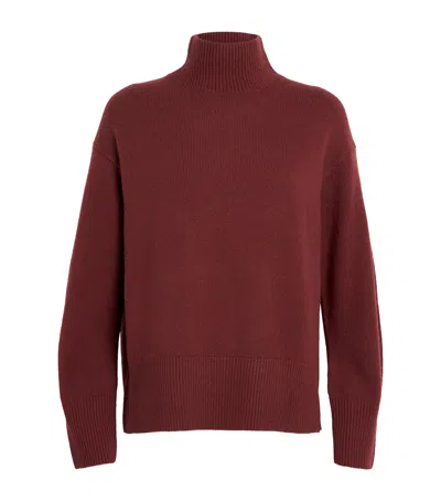 Vince Wool-cashmere Rollneck Sweater In Red