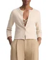 Vince Wool Cashmere Shrunken Snap Front Cardigan In Beach