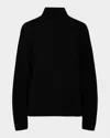Vince Wool-cashmere Side-slit Turtleneck Sweater In Black