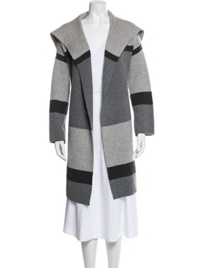 Pre-owned Vince Wool Colorblock Pattern Coat In Gray