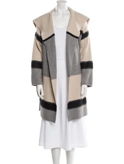 Pre-owned Vince Wool Colorblock Pattern Coat In Neutral