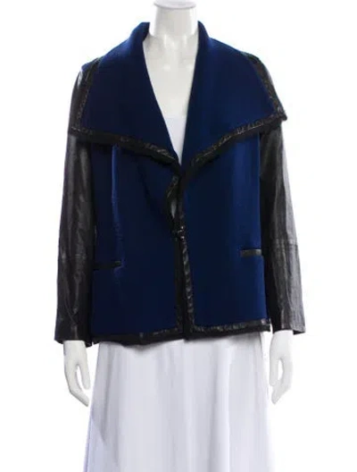 Pre-owned Vince Wool Colorblock Pattern Denim Jacket In Blue