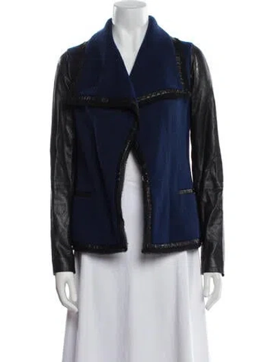 Pre-owned Vince Wool Colorblock Pattern Denim Jacket In Blue