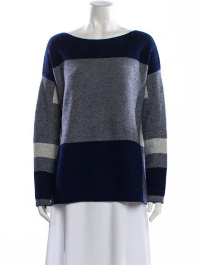 Pre-owned Vince Wool Colorblock Pattern Sweater In Blue