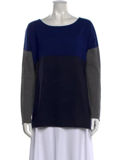 Pre-owned Vince Wool Colorblock Pattern Sweater In Blue