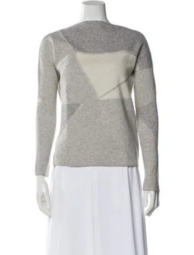 Pre-owned Vince Wool Colorblock Pattern Sweater In Gray