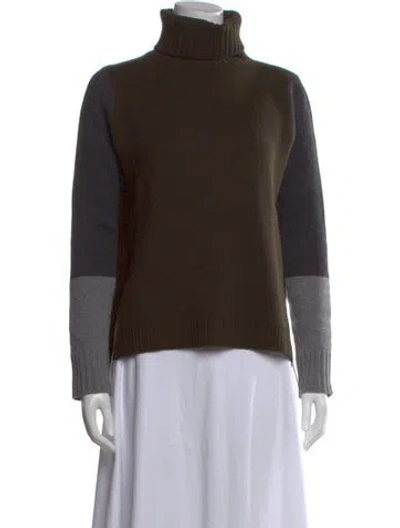 Pre-owned Vince Wool Colorblock Pattern Sweater In Green