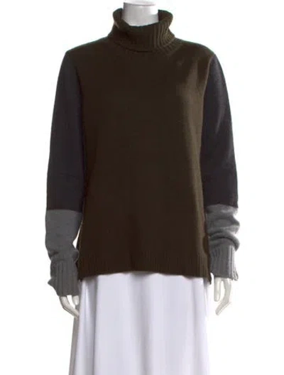 Pre-owned Vince Wool Colorblock Pattern Sweater In Green