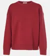 Vince Structured Wool And Cashmere Crewneck Sweatshirt In Red
