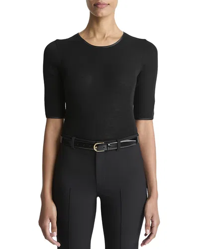 Vince Wool Crewneck Sweater In Black