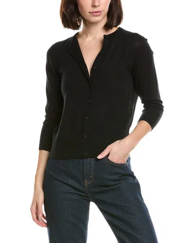 Vince Wool Dress Cardigan In Black