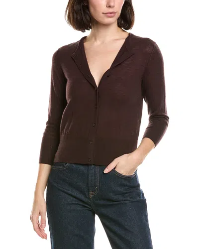 Vince Wool Dress Cardigan In Brown