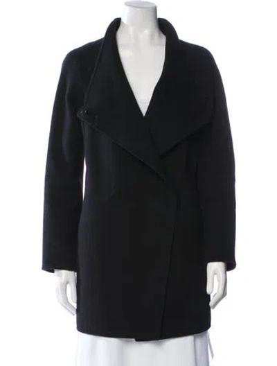 Pre-owned Vince Wool Faux Fur Coat In Black