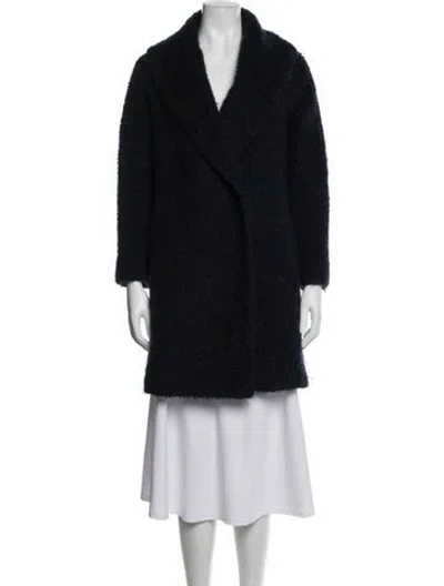 Pre-owned Vince Wool Faux Fur Coat In Blue