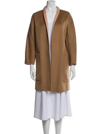 Pre-owned Vince Wool Faux Fur Coat In Brown