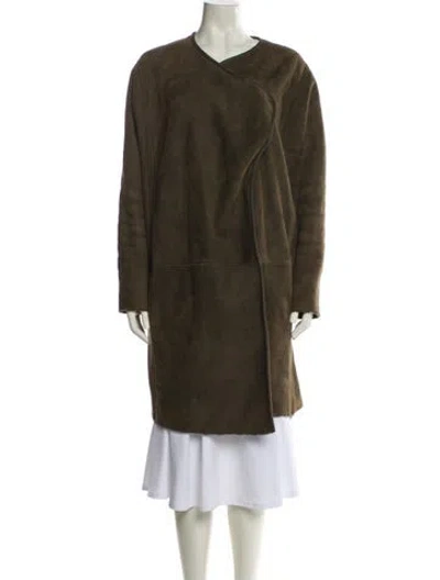 Pre-owned Vince Wool Faux Fur Coat In Green