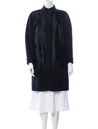 Pre-owned Vince Wool Faux Fur Jacket In Blue