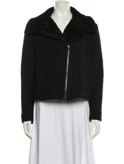 Pre-owned Vince Wool Faux Fur Vest In Black