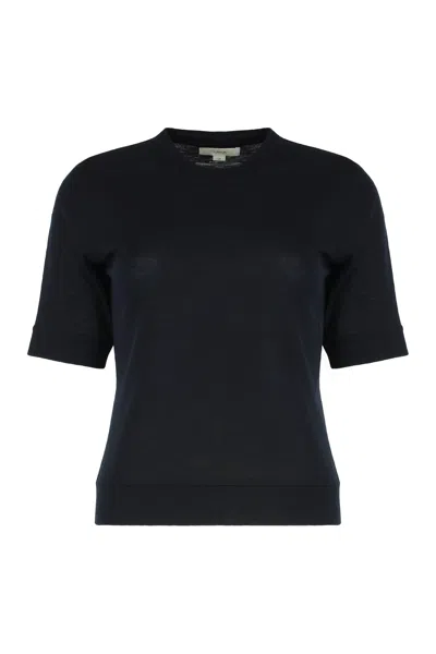 Vince Wool Fitted T-shirt In Black