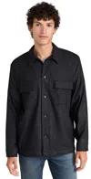 Vince Button-front Wool Overshirt In Heather Black