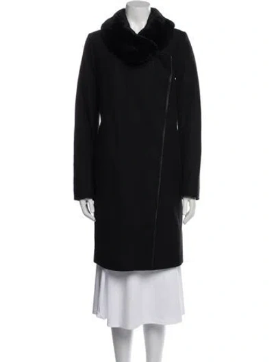 Pre-owned Vince Wool Fur Coat In Black