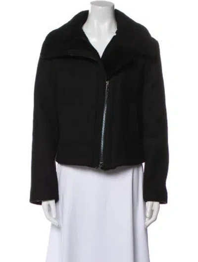 Pre-owned Vince Wool Fur Coat In Black