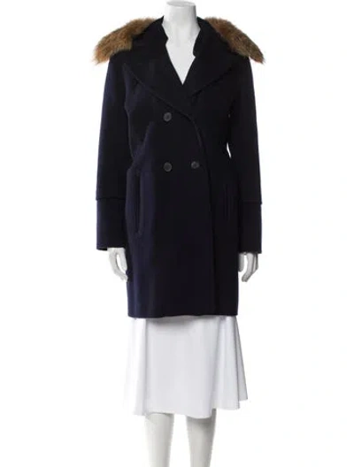 Pre-owned Vince Wool Fur Coat In Blue