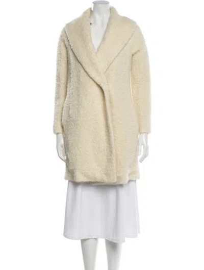 Pre-owned Vince Wool Fur Coat In Neutral