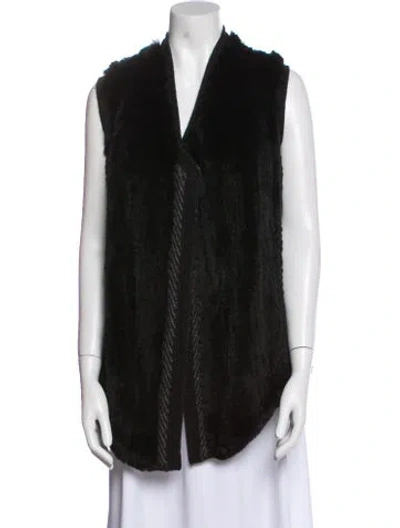 Pre-owned Vince Wool Fur Jacket In Black