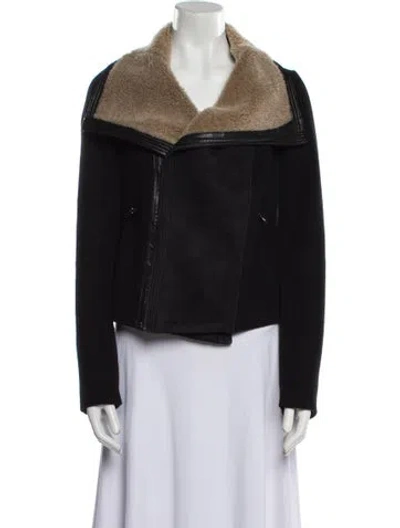 Pre-owned Vince Wool Fur Jacket In Black