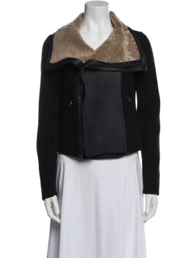 Pre-owned Vince Wool Fur Jacket In Black